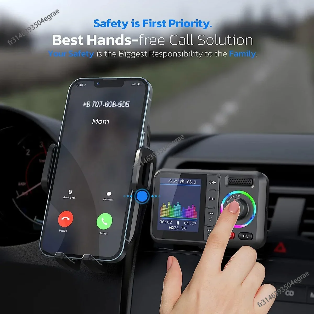 Wireless Car Charger - Беспроводной FM-трансмиттер с большим цветным экраном,